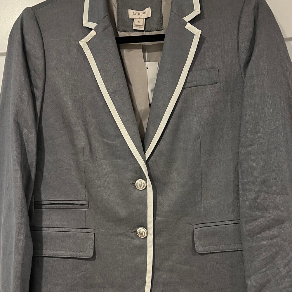 J. Crew Factory Gray Blazer with White Trim - Picture 4 of 5